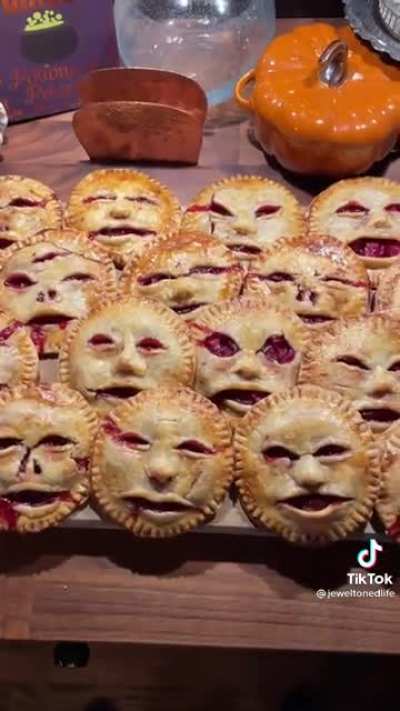 Hideous haunted fruit pie faces