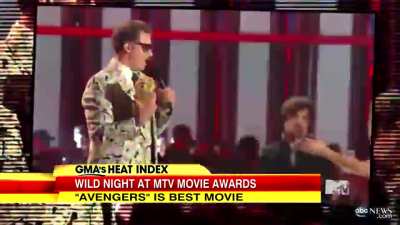 Aubrey Plaza crashes Will Ferrell's acceptance speech at the MTV Movie Awards, 2013