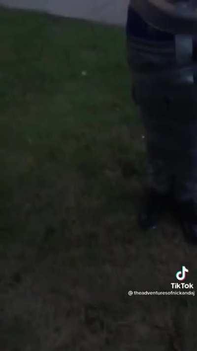My friend toby got taped up lol