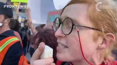 Counter protester at The Rally to End Child Mutilation" uses megaphone to hurl insults. Reminds me of Chardee Macdennis' emotional battery challenge.