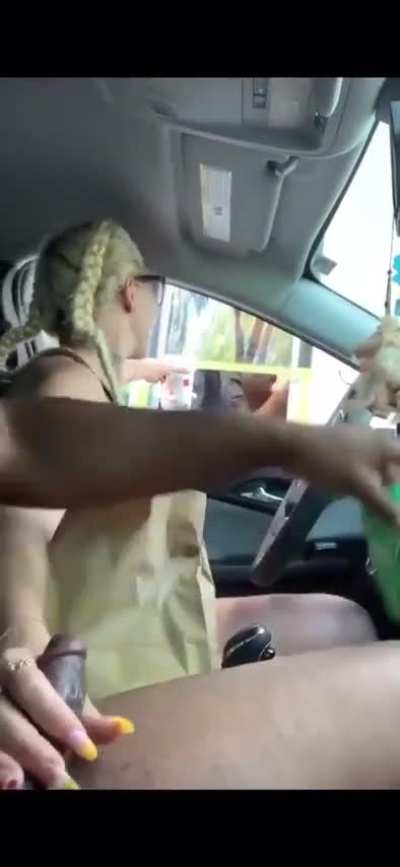 She suck his dick in the McDonald&rsquo;s line while they watch