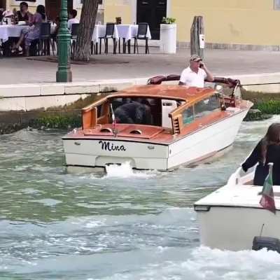 Video has also surfaced of Ye on his boat today