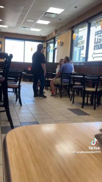 Son catches his dad with the woman he&rsquo;s having an affair with.