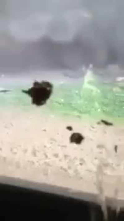 Kurdish peshmerga fighters blow up ISIS suicide car before it reaches them. Iraqi Kurdistan. 