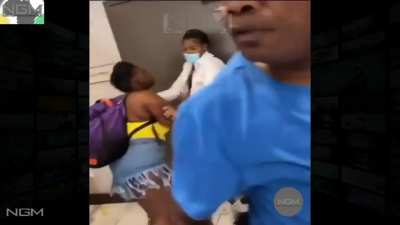 Epic battle in hotel lobby between guest and front desk clerk