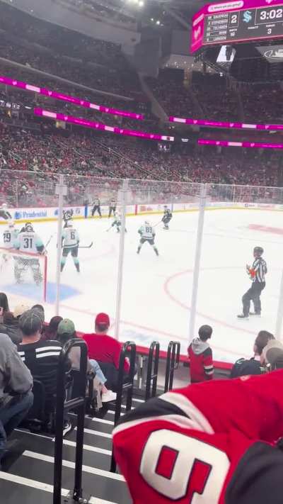 Quick clip of Devils attacking in Seattle zone with 2 mins left in the 3rd. View: 6 rows off the ice behind the goal off to the goalie&rsquo;s right