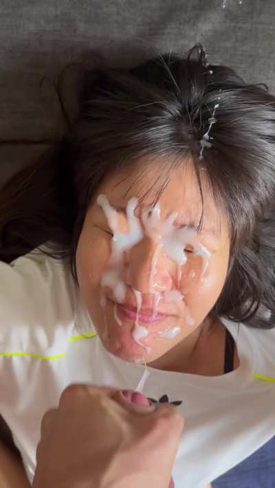 Huge cumshot blast on Asian!