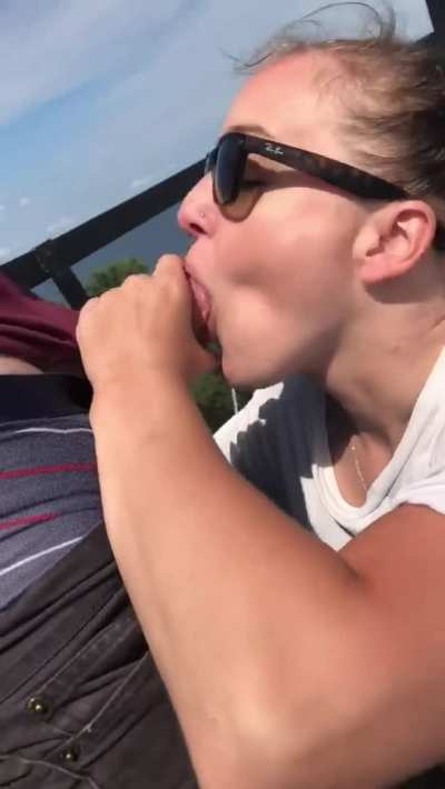 Sucking cock on top of a lighthouse while people explored below [GIF]