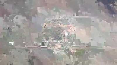 Ukrainian drones from the K-2 battalion drop grenades on russian troops storming their position, spring 2024.