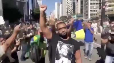 Brazilian protests against racism and fascism surrounded by fascists and white supremacists
