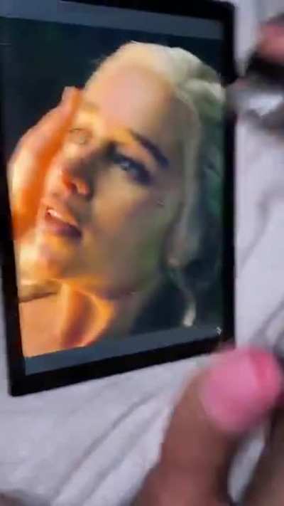 My bud working his huge cock with his toy over Emilia Clarke and hot cum tribute - If u want 2 b fed celeb pics and porn vids - can show off - and do cum tributes- add hertsgirls on k1k - Second screen required