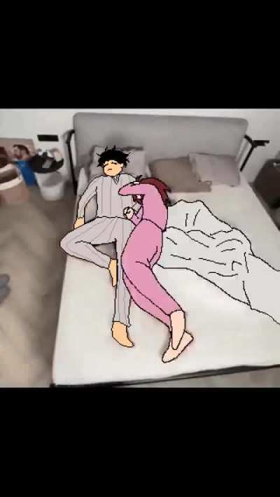 Momo &amp;amp; Okarun's sleeping behavior by @Macheesecheese
