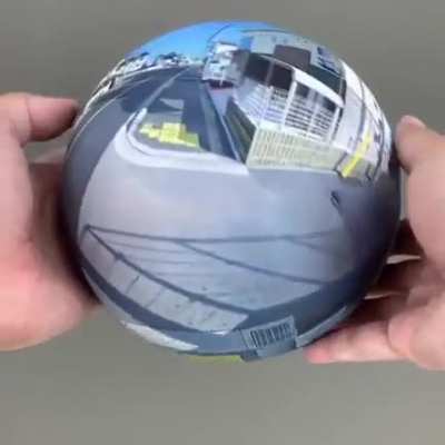 A 360&deg; photo printed on a sphere.
