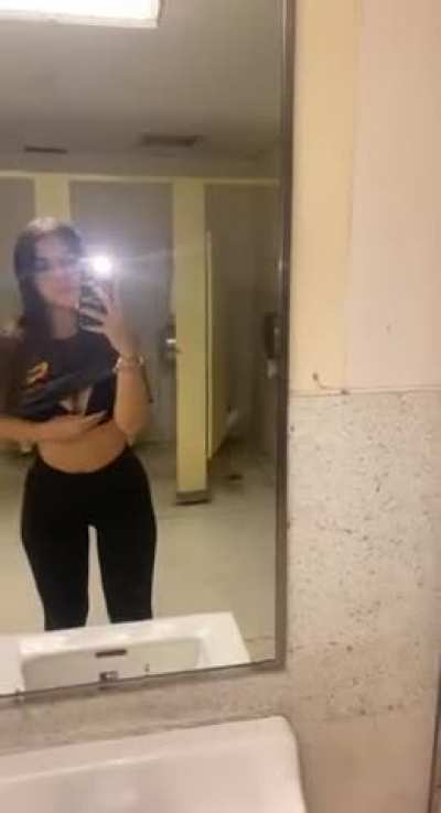 I just couldn't resist getting my tits out, had to go to the school toilet quickly haha... wish you were here with me
