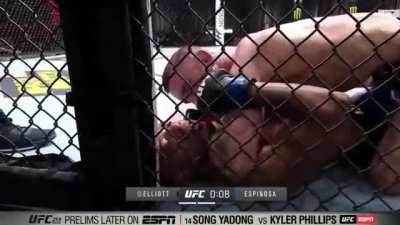 "Heard you choked a girl in 2018.... You're a woman beater? Why don't you mess with me?" -Tim Elliott to Espinosa