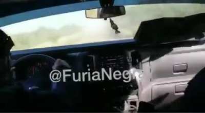State police in reynosa pursuit a ford raptor.