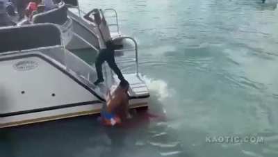 Drunk guy loses foot to boat propeller
