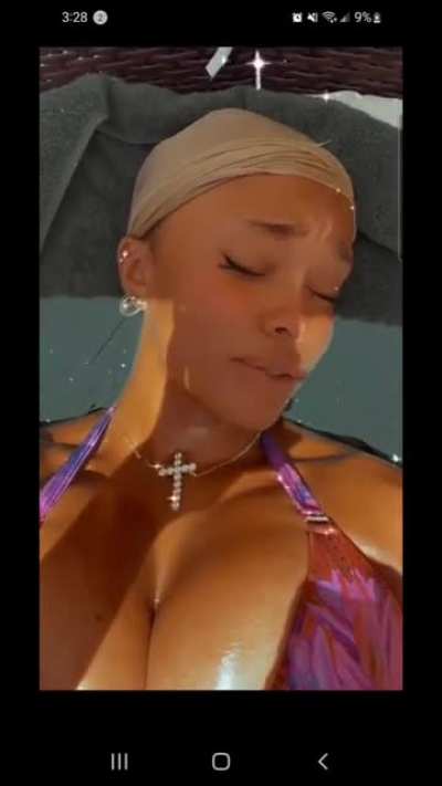 Remember her tanning in her backyard