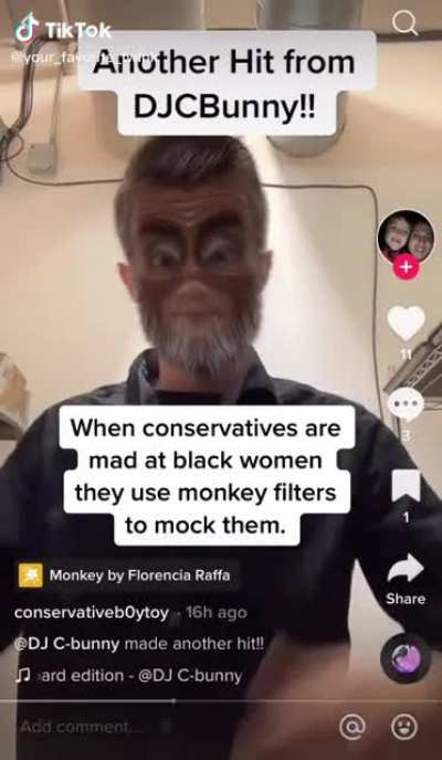 Racist man mocks black woman&rsquo;s voice with monkey face!