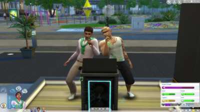 The Sims world of a friend of mine and me. You can really hear which Sim invested in the singing ability and which one didn&acute;t. :D