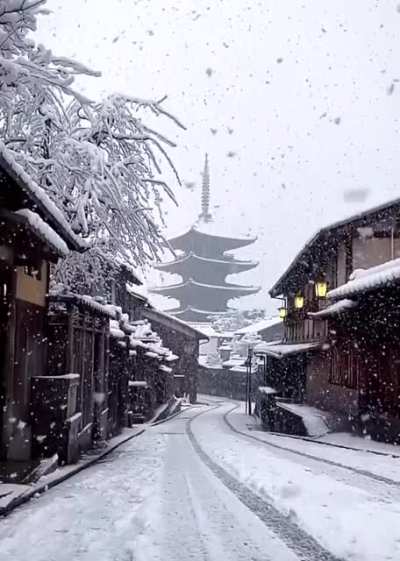 Reverse snow in Kyoto, Japan