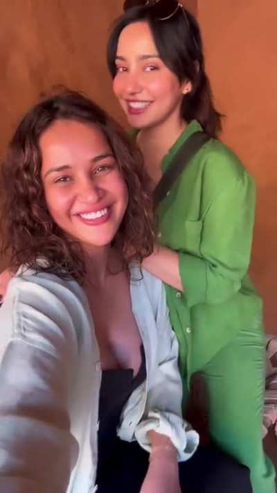 Aisha Sharma showing her milkers along with Neha Sharma