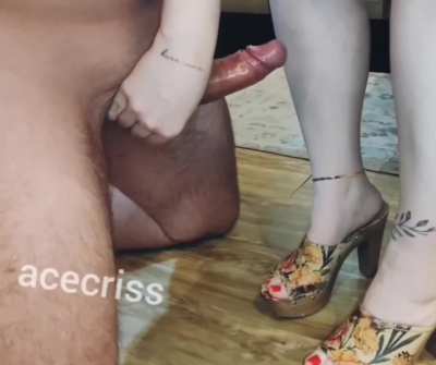 Getting him ready to cum on my feet