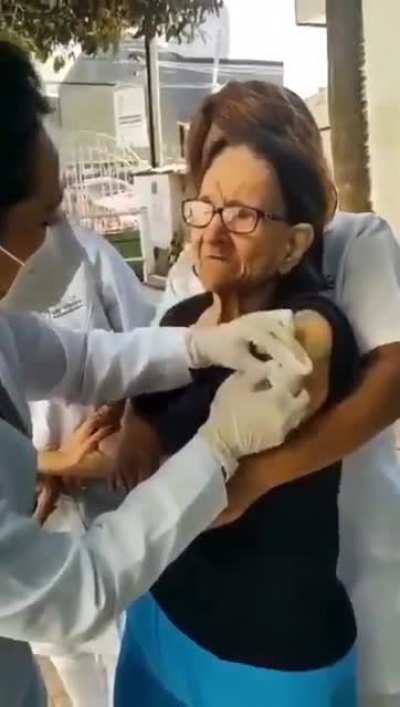Elderly are delighted to be vaccinated with priority.