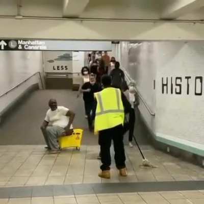NYC man uses a mop bucket as a bathroom