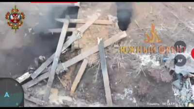 Drone targeting positions of the AFU with grenades. Donetsk Oblast, February 2024.