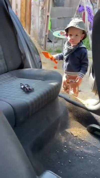 cleaning the car