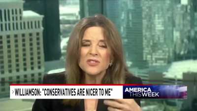 marianne williamson complaining about the libs: "i understand why people on the right call them godless"