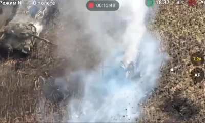 Russian BTR-82A drives up to two Ukrainian tanks and gets destroyed. Kursk front.