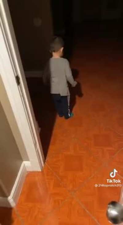 First time seeing his own shadow.