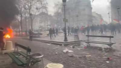 Paris, France, Christmas Eve apocalyptic scenes.