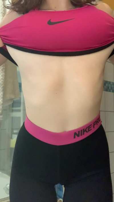 Just getting ready for shower after my dance class😈