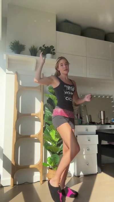 In her "Pink" shorts