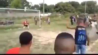 Celebrating a goal in Caracas - Venezuela
