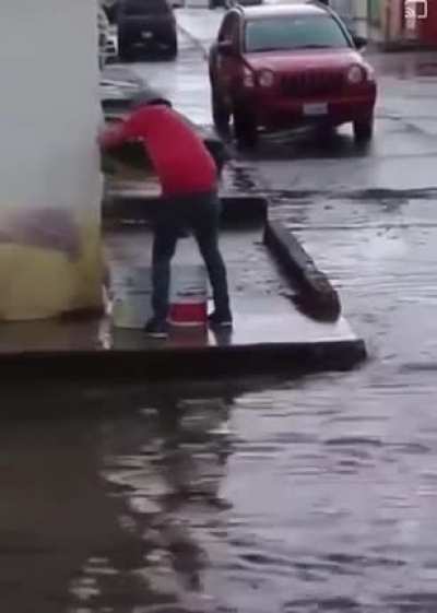 Crossing a flooded road