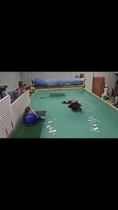 Brass &amp;amp; Chimera working on their swimming 🥰