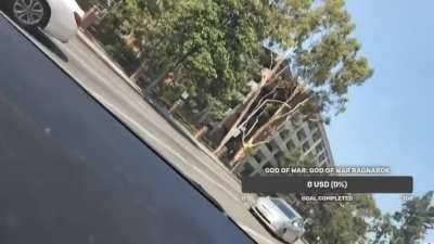 Angry Man crashes his car doing illegal U turn