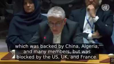 Iran at the UN: For over 6 months now, the US, UK and France have shielded Israel from any responsibility for the Gaza massacre, while they have denied Iran's inherent right to self-defense against the Israeli armed attack on our diplomatic premises.