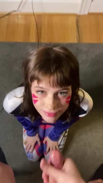 Getting a fat load dumped onto my face in my d.va cospl<wbr>ay🥰(1<wbr>9f OC)