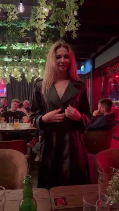 Only coat in crowded bar