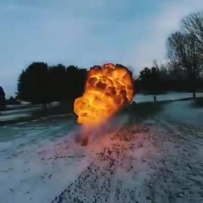 Out running a flamethrower with a drone