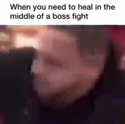 Drinking health potion while fighting