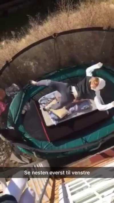 This video was filmed by a friend of my friends brother a few years back, in the left corner of the video, you can see a figure dressed in white, with black hair, crawling out from under the trampoline... To this day, we have no idea who the person was.