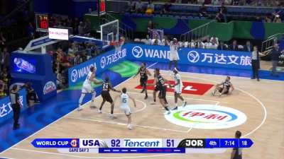 [Highlight] Austin Reaves with the weirdly athletic putback to put Team USA up 43 points in the 4th