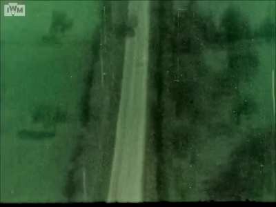 Figures in the Road being Strafed by RAF Aircraft