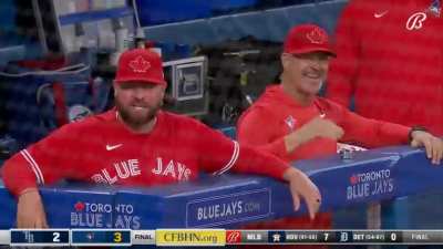 Rays &amp;amp; Jays Coaches Exchanging Pleasantries